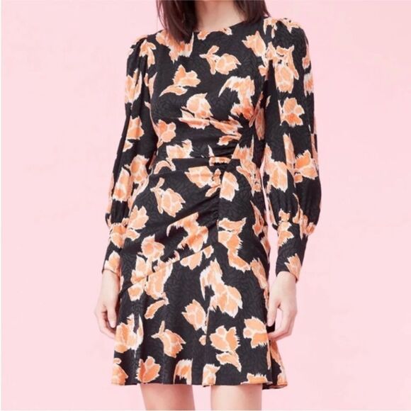 Rebecca Taylor silk/viscose Elegant Black Long Sleeve Dress with Floral Patterns - Picture 1 of 11